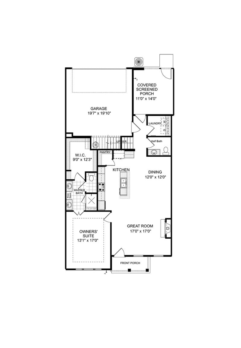 First floor of the available Wilmont Townhome at Ruisseau in Woodstock GA